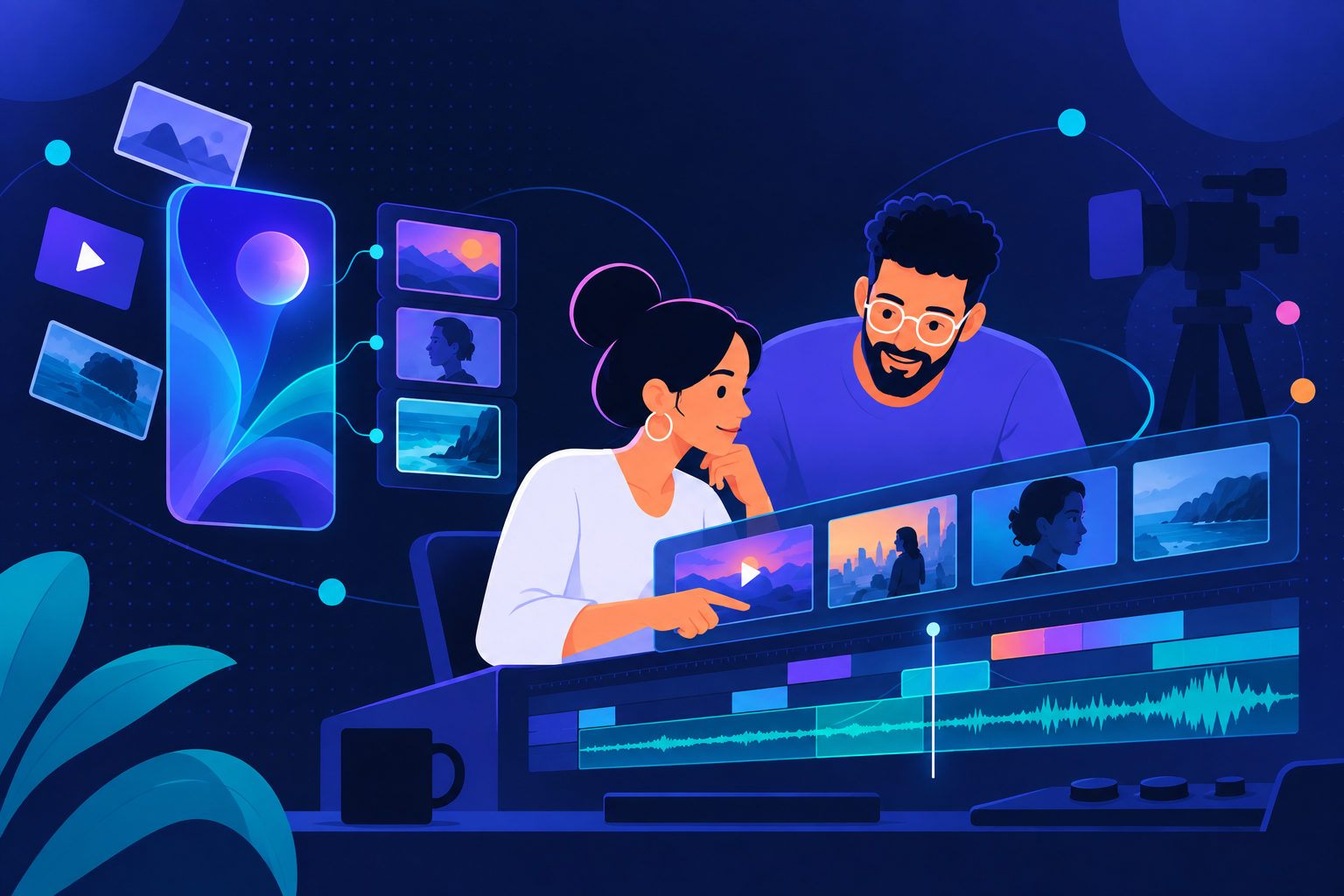 Editor umano e intelligenza artificiale collaborano alla produzione video